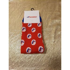 Purolator Brand Logo Socks Red White Blue Adult One Size New